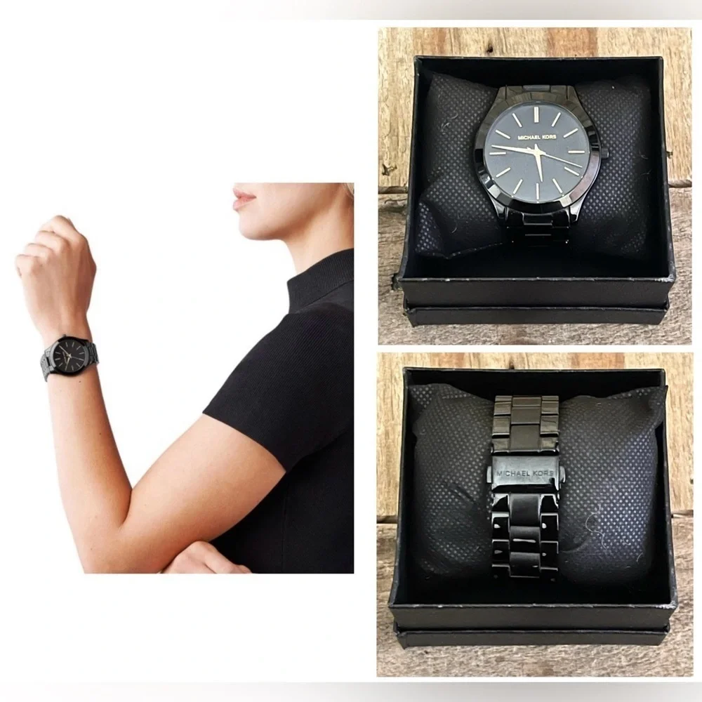 Michael Kors. 5 Piece: Delancy Clutch & Free Watch, Card Case, Twilly & Dust Bag